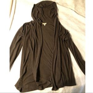 Dark green/brown cardigan with hood
